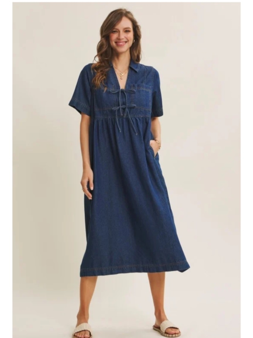 Large february Denim Midi Dress in Blue Size Large Like New